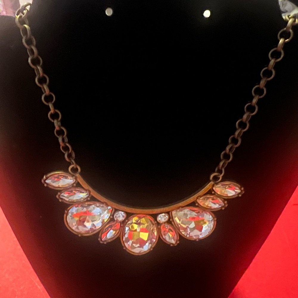 Elegant Brass and Crystal Necklace